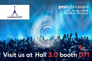 Mobiltechlifts stellt auf der Prolight + Sound aus